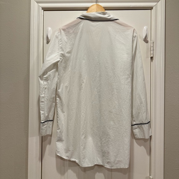 J Crew End-on-end Cotton Nightshirt Women’s Small Pajamas White Blue Loungewear - Picture 3 of 12